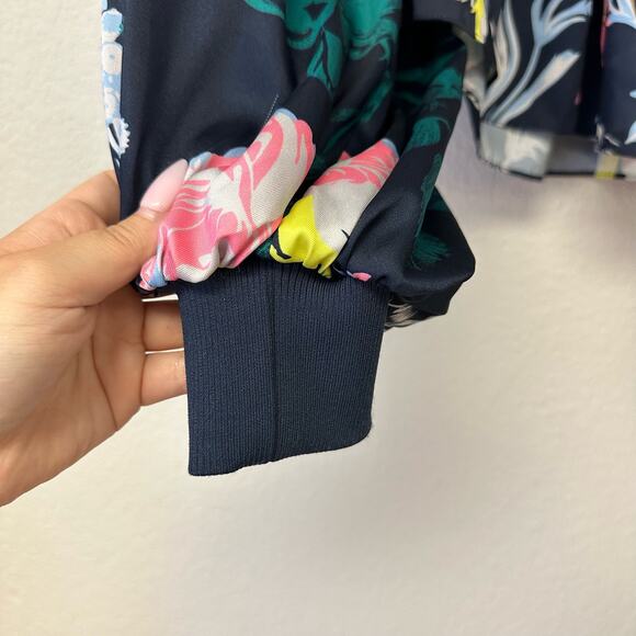 Tibi Gothic Edwardian Floral Print Long Sleeve Cropped Trapeze Blouse - Picture 7 of 9